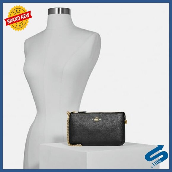 Large Crossgrain Leather Wristlet with Chain Strap, 8 Card Slots - Picture 6 of 7